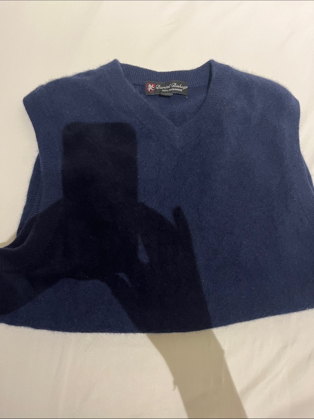 david brooks Women’s Navy V-Neck Sweater Vest - 100% Cashmere